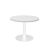 Round Coffee Table with Flat Disc Base - White Powder Coat Finish - Natural White