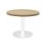 Round Coffee Table with Flat Disc Base - White Powder Coat Finish - Beech