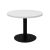 Round Coffee Table with Flat Disc Base - Black Powder Coat Finish - Natural White