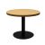 Round Coffee Table with Flat Disc Base - Black Powder Coat Finish - Natural Oak