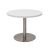 Round Coffee Table with Flat Disc Base - Stainless Steel Finish - Natural White